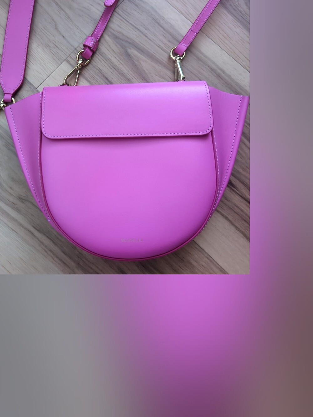WANDLER Hortense Mini Pink Saddle Crossbody Bag - Smooth Leather Shoulder Purse
